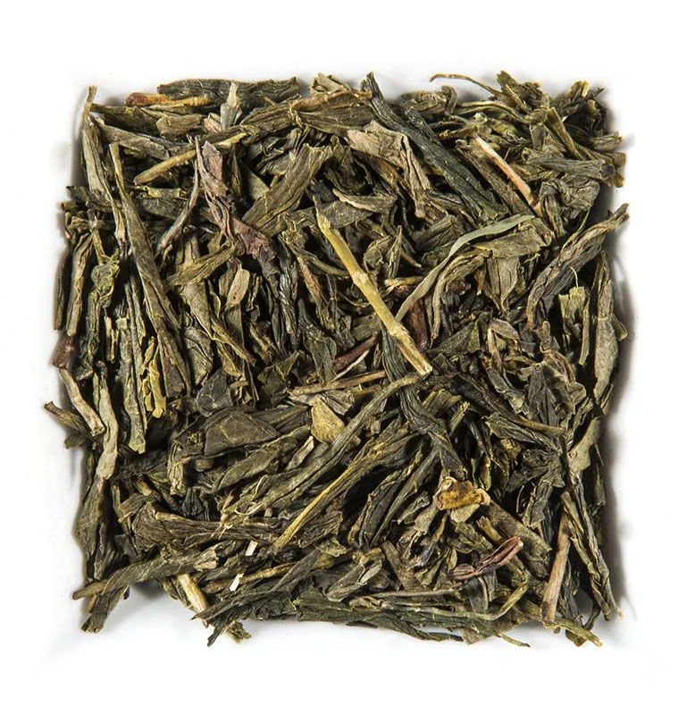 Sencha Tea Natural Ingredients Closeup